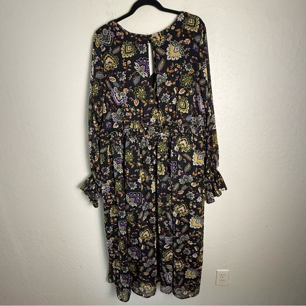Torrid Black Floral Chiffon Lurex V Neck Tiered Maxi Dress 3X 18491136 - Picture 8 of 16